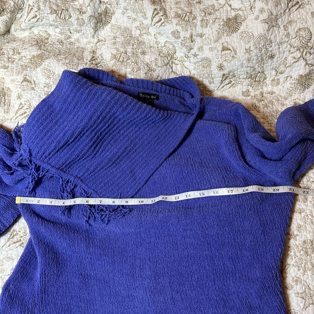 VTG Tally Ho M Blue Purple Soft Knit Cowl Neck Spring Fall Winter Sweater City - Picture 3 of 6